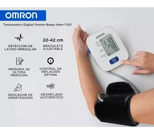 Tensiometro Brazo Presión Arterial Automático Omrom Hem7120 Blanco