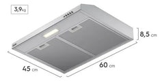 Extractor Purificador Gafa Dg6ss 3 Vel Luz Led De 60cm Gris
