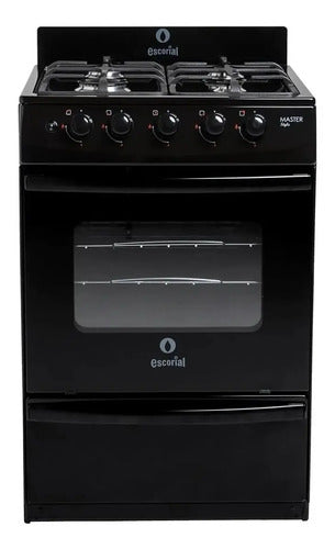 Cocina Escorial Master Style Multigas Color Negro Con Puerta