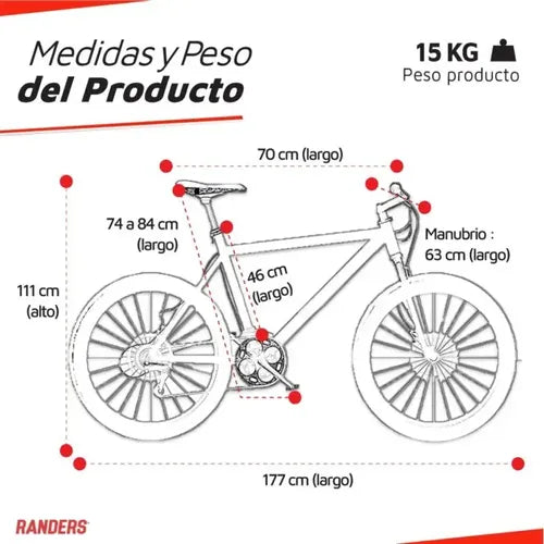 Bicicleta Mountain Bike Randers R29 Bke2129lf Negro Rojo Negro Y Rojo L