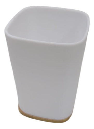 Set Baño X 6 Cesto Dispenser Jabonera Vaso Escobilla Blanco Blanco