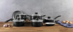 Batería De Cocina Completa Tramontina 7 Pzas Linz Aluminio Color Gris Oscuro