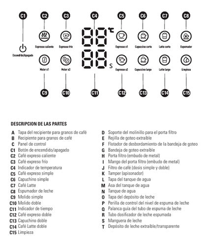 Cafetera Eléctrica Ultracomb Ce-6120 Espresso Con Molinillo 20 Bares