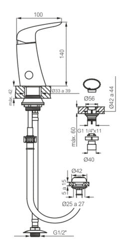 Monocomando Para Bide Griferia Fv Epuyén 0189/l2-cr Cromo