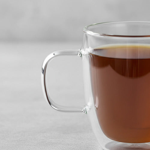 Taza Vidrio Café Doble Pared Con Asa 2 Unidades Carol 350cc Vidrio Doble Asa