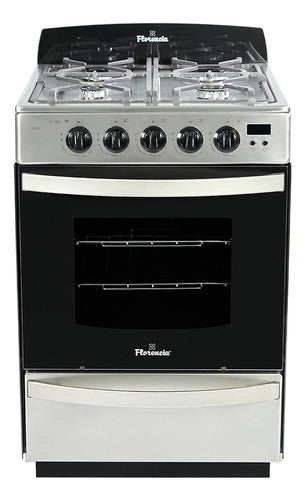 Cocina A Gas Florencia 5558 Inox 4 Hornallas Puerta Visor Inoxidable