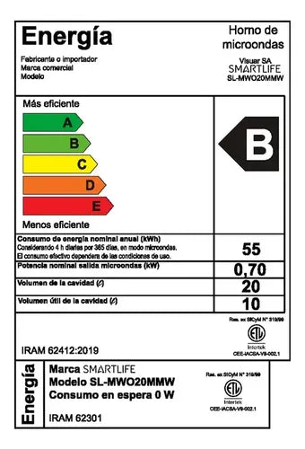 Microondas Smartlife Digital Sl-mwo20mdb Negro 20l