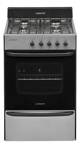 Cocina A Gas Longvie 12231x 56cm Inox Cajón Parrilla Acero Inoxidable