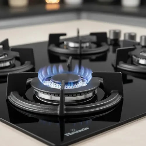 Anafe A Gas Florencia 4 Hornallas Encimera De Vidrio 6749m Negro