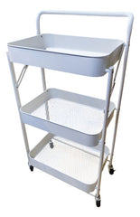 Carro Organizador Metal Blanco Plegable 3 Estantes Ruedas Cs Blanco