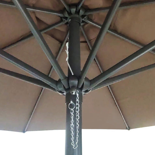 Sombrilla Central Playa Jardin De 2,7m Con Manivela Marrón Marrón Oscuro Lisa