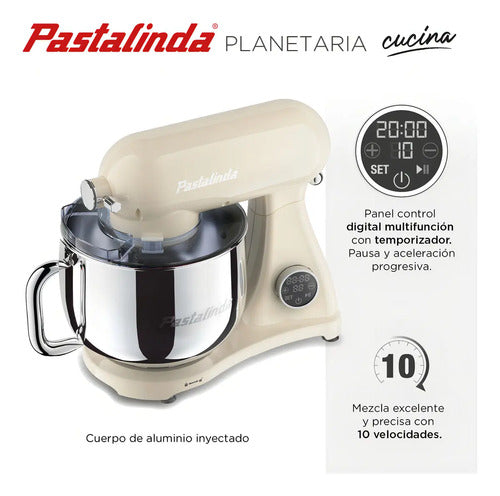 Batidora De Pie Pastalinda Cucina Planetaria Crema Crema 50-60hz 50 Hz X 60 Hz