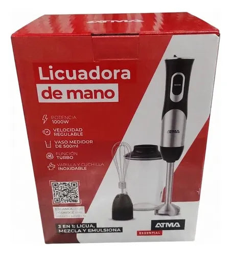 Mixer Licuadora De Mano Atma Lmat21122in Vaso 500ml Batidor Negro