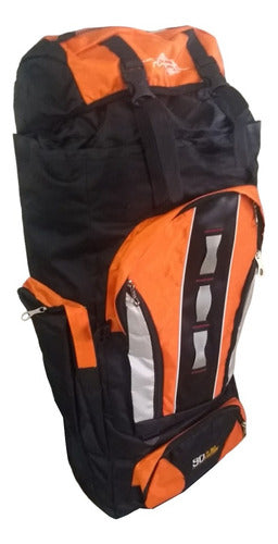 Mochila Para Mochileros Camping Trekking Outdoor Naranja 90l Diseño De La Tela Liso