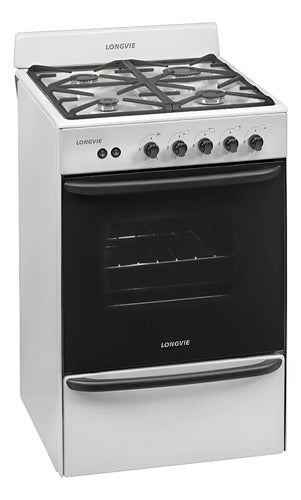 Cocina A Gas Longvie 13331bf 56cm Blanca Cajón Parrilla Blanco