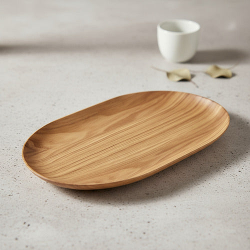 Bandeja Oval Rectangular Madera Laminada Carol 40x25x1,5 Cm Madera