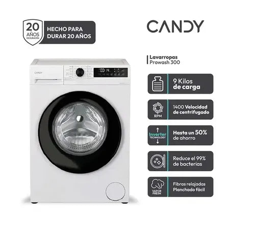 Lavarropas Automatico Inverter Candygd49b8 9kg 1400rpm Blanco