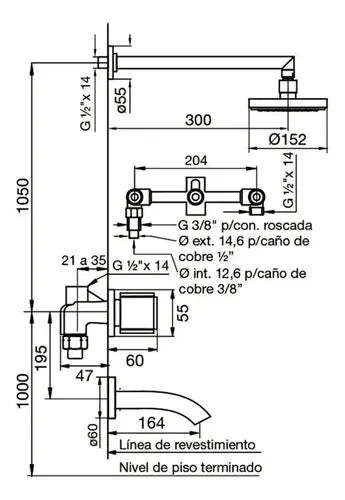 Grifería Ducha Bañera Con Trans Fv California Plus 0103/17p Plateado Cromado