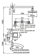 Grifería Ducha Bañera Con Trans Fv California Plus 0103/17p Plateado Cromado