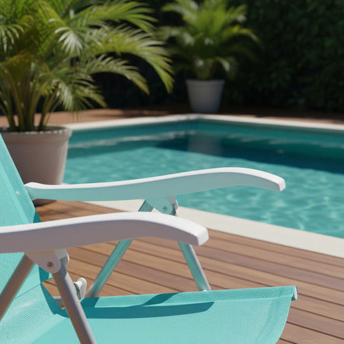 Reposera De 6 Posiciones Bel Sunny Aluminio Pvc Verde Agua Verde