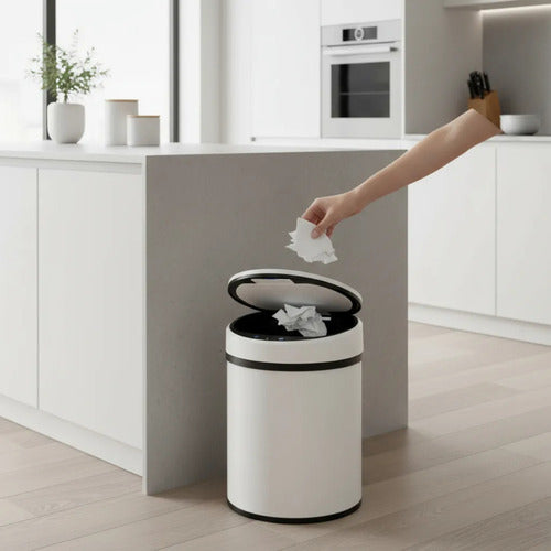 Cesto De Basura Con Sensor Inteligente Vivendi De 15lts Blanco