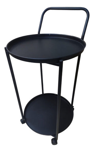 Mesa Carro Bar De Metal De 2 Niveles Con 4 Ruedas Tm Negro C Negro