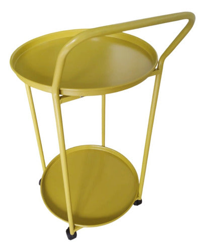 Mesa Carro Bar De Metal De 2 Niveles 4 Ruedas Tm Dorado Dorado Oscuro