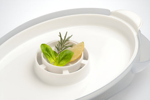 Vaporera Digital Atma Va8121 900w Timer 3 Bandejas Alarma Color Blanco