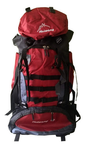Mochila Camping Trekking Outdoor Negro - Bordo De 90lts Bordó