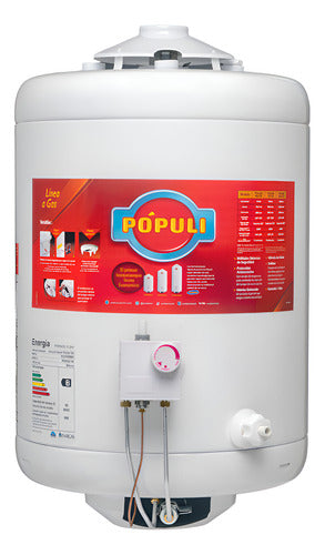 Termotanque A Gas De Carga Superior Ecotermo Populi 45lts Blanco