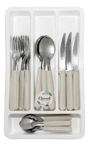 Juego De Cubiertos 24 Piezas Pastel. Carol Color Tiza