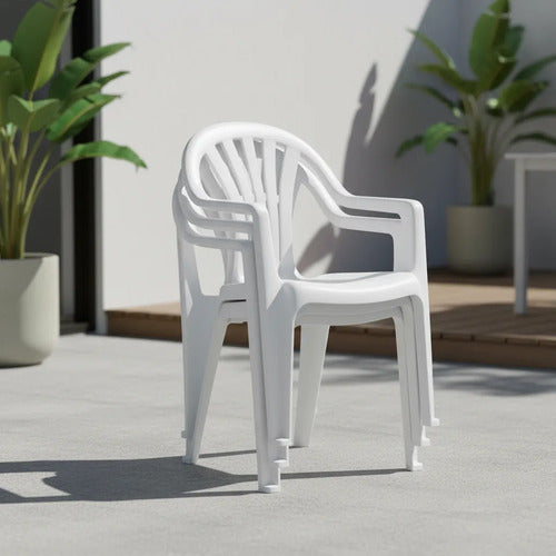 4 Sillas Plasticas Apilables Interiores Exteriores Tm H:100k Blanco Lisa