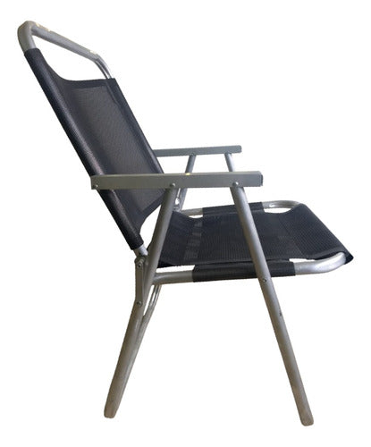 Silla De Playa Extra Ancha De Aluminio Para Balcón, Color Negro