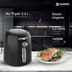 Freidora De Aire Suono Air Fryer Mecánico 3.2 L 1450w Color Negro