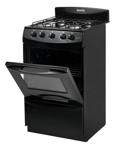 Cocina Negra Escorial Candor S2 Black 4 Hornallas Visor Y Parilla Gas Natural Negro