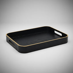 Bandeja Rectangular De Madera C/asas Carol 35 X 28 X 4,5cm Negro