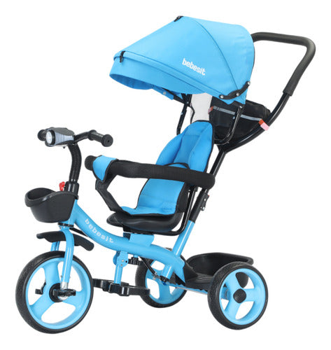 Triciclo Bebesit Celeste 360° Joy 3 Luz Barra De Empuje