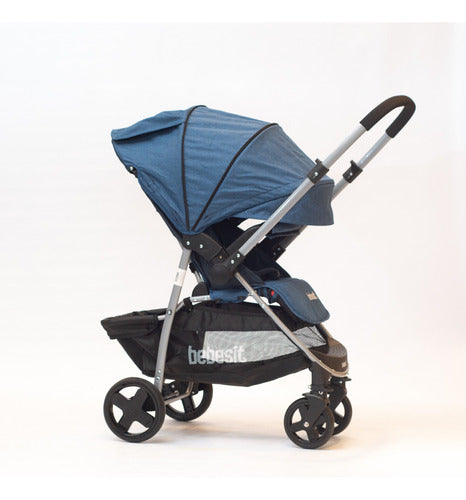 Cochecito Travel System Azul Con Manillar Rebatible