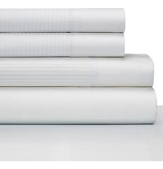 Juego De Sabanas Cannon Classic King Algodon De 200 Hilos Blanco Rayas