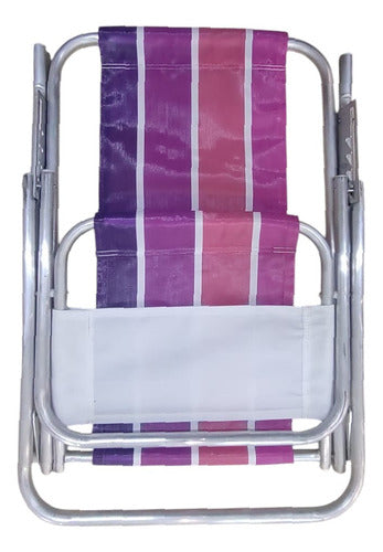 Reposera Playa Camping Aluminio Botafogo Violeta Rayada 5 P Violeta