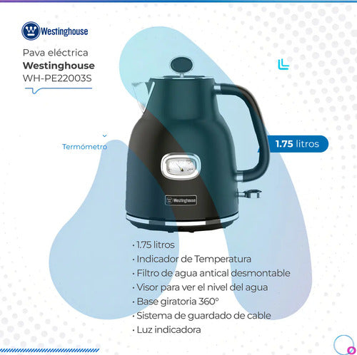 Pava Eléctrica Westinghouse Retro Negro 1.75 Lts Wh-pe22003s