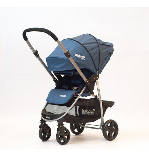 Cochecito Travel System Azul Con Manillar Rebatible
