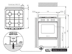 Cocina A Gas Orbis 858ap4m Plana Inoxidable De 55cm Gris/acero
