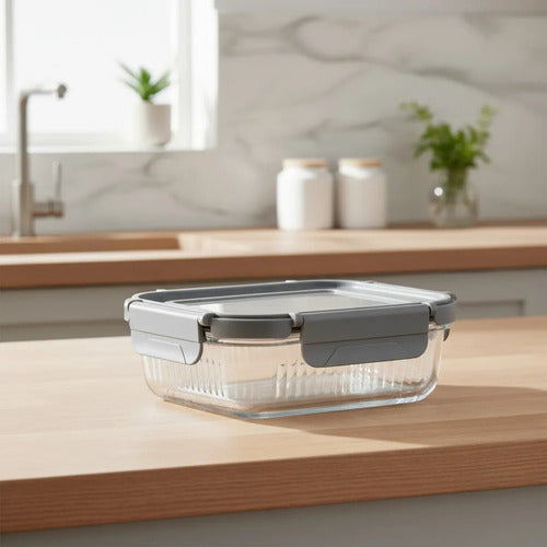 Taper Contenedor De Vidrio Tapa Hermetica Carol De 1040ml Gris