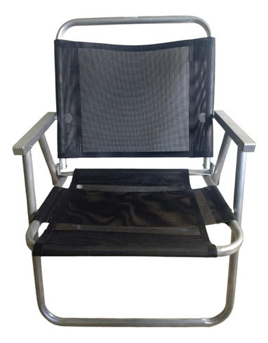Silla De Playa Extra Ancha De Aluminio Para Balcón, Color Negro