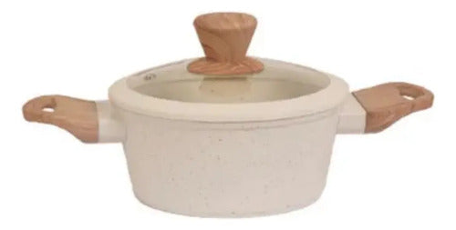 Bateria Cocina 8 Pzs Carol Granito Inducción Antiadherente Beige