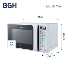Microondas Digital Bgh B120db20i Eco Blanco 20l Auto Menu Cc