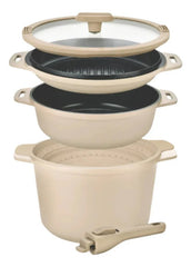 Set De Bateria Carol 6 En 1 Cacerola Bifera Colador Beige