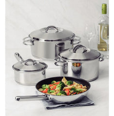 Juego De Cocina Tramontina 4 Pzs Olla Sarten Acero Inox Cts Plateado