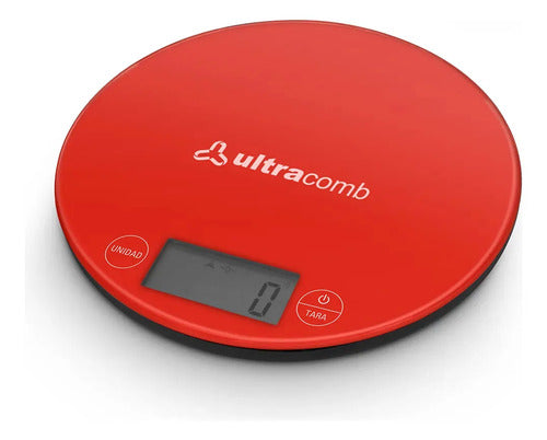 Balanza De Cocina Ultracomb Bl-6001 3kg Digital Led 3 Kg Rojo